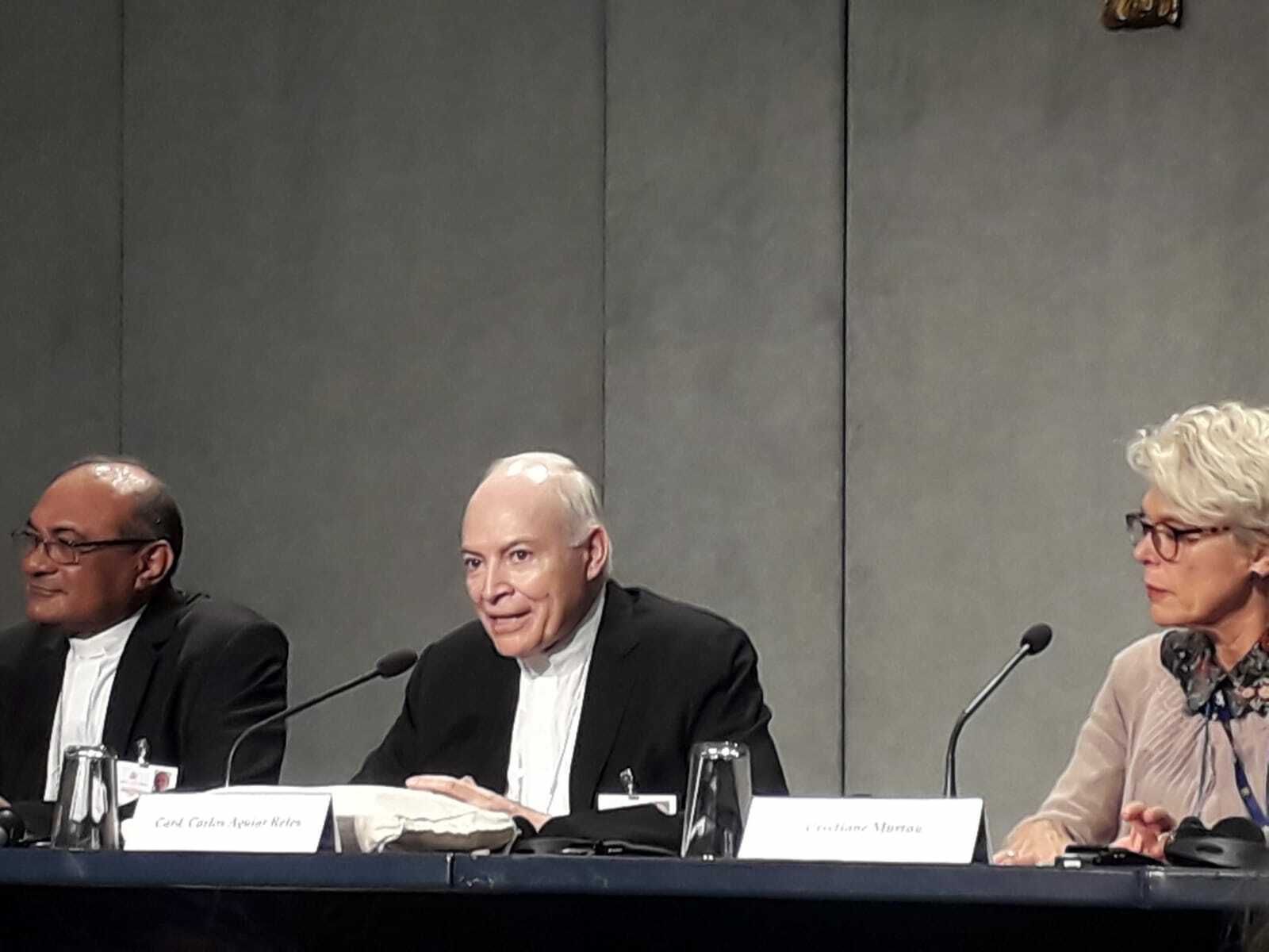 Aguiar Retes durante su intervención en el Sínodo