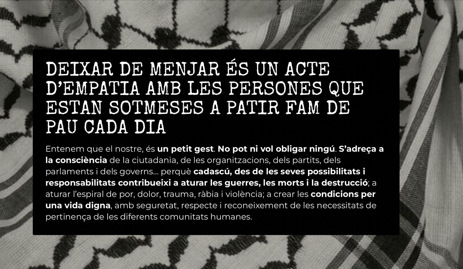 Cartel de la huelga de hambre a favor de la paz en Palestina