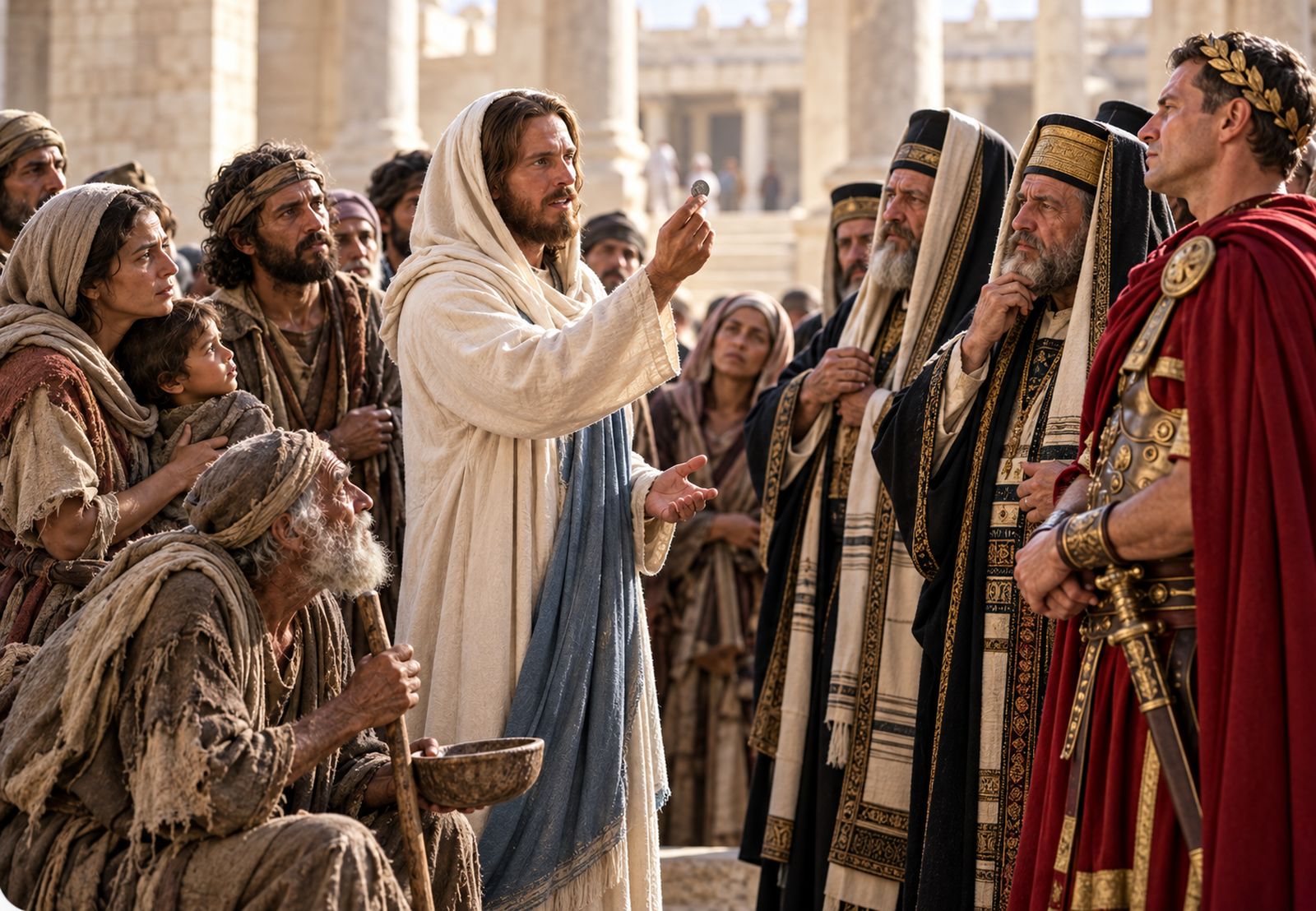 Jesús y la moneda ante las autoridades