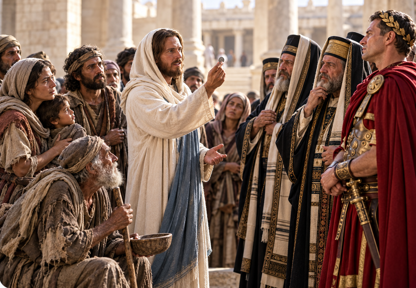 Jesús y la moneda ante las autoridades