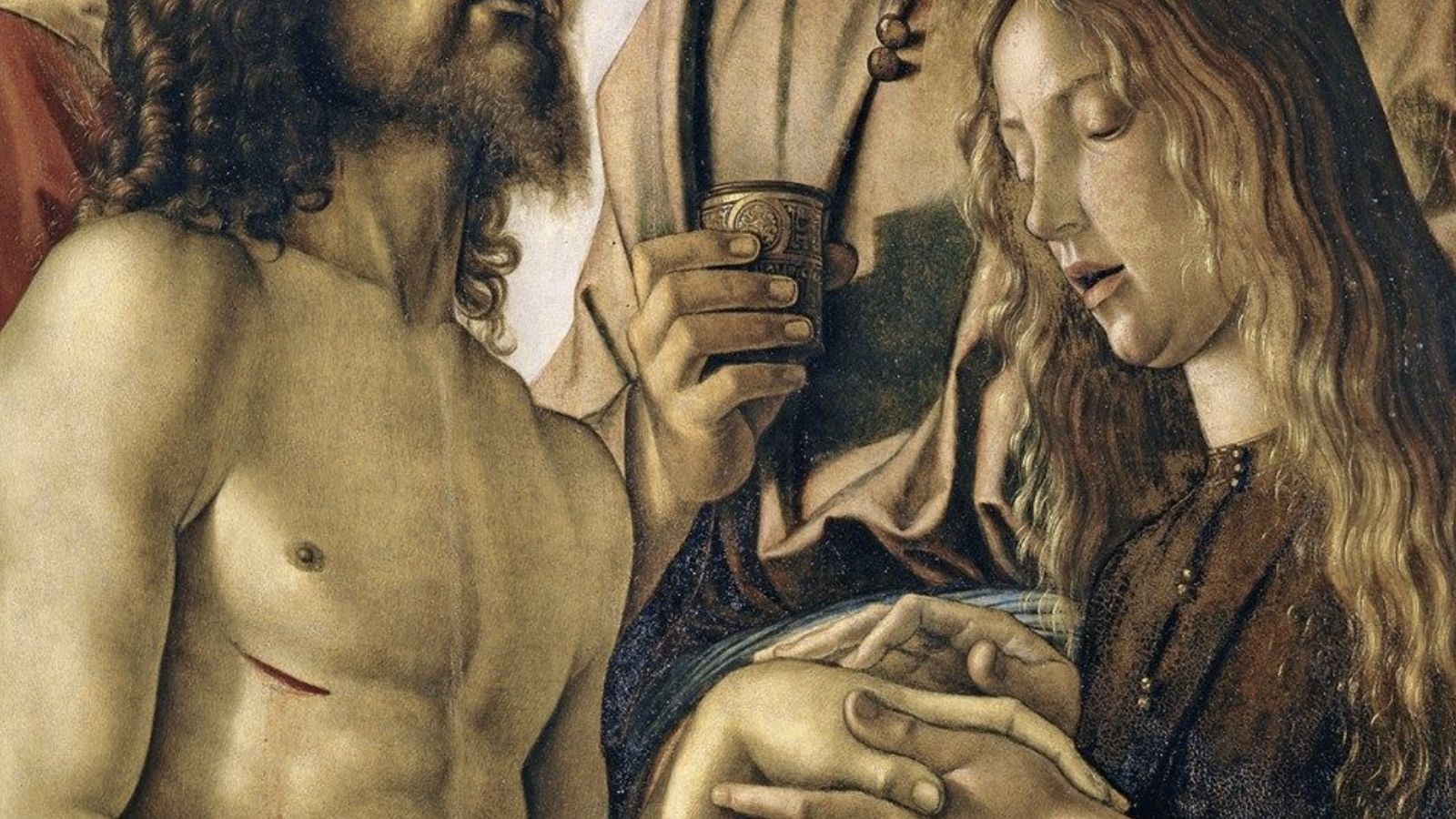 María Magdalena con Cristo muerto, óleo de Giovanni Bellinni en los Museos Vaticanos
