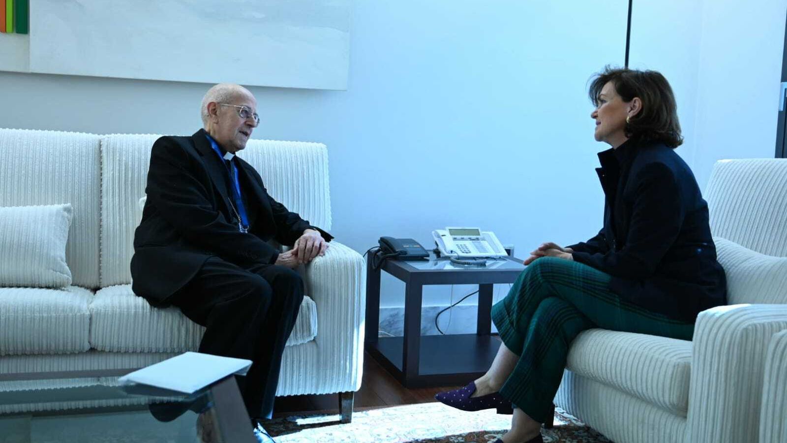 Carmen Calvo, con el cardenal Blázquez