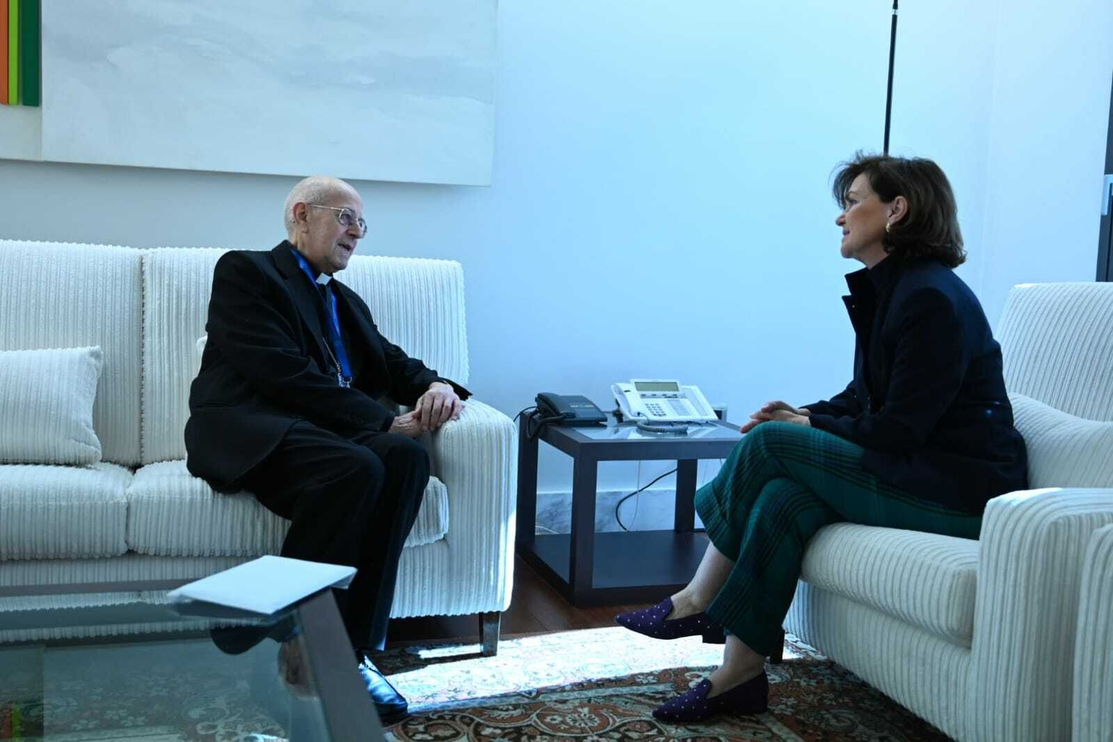 Carmen Calvo, con el cardenal Blázquez