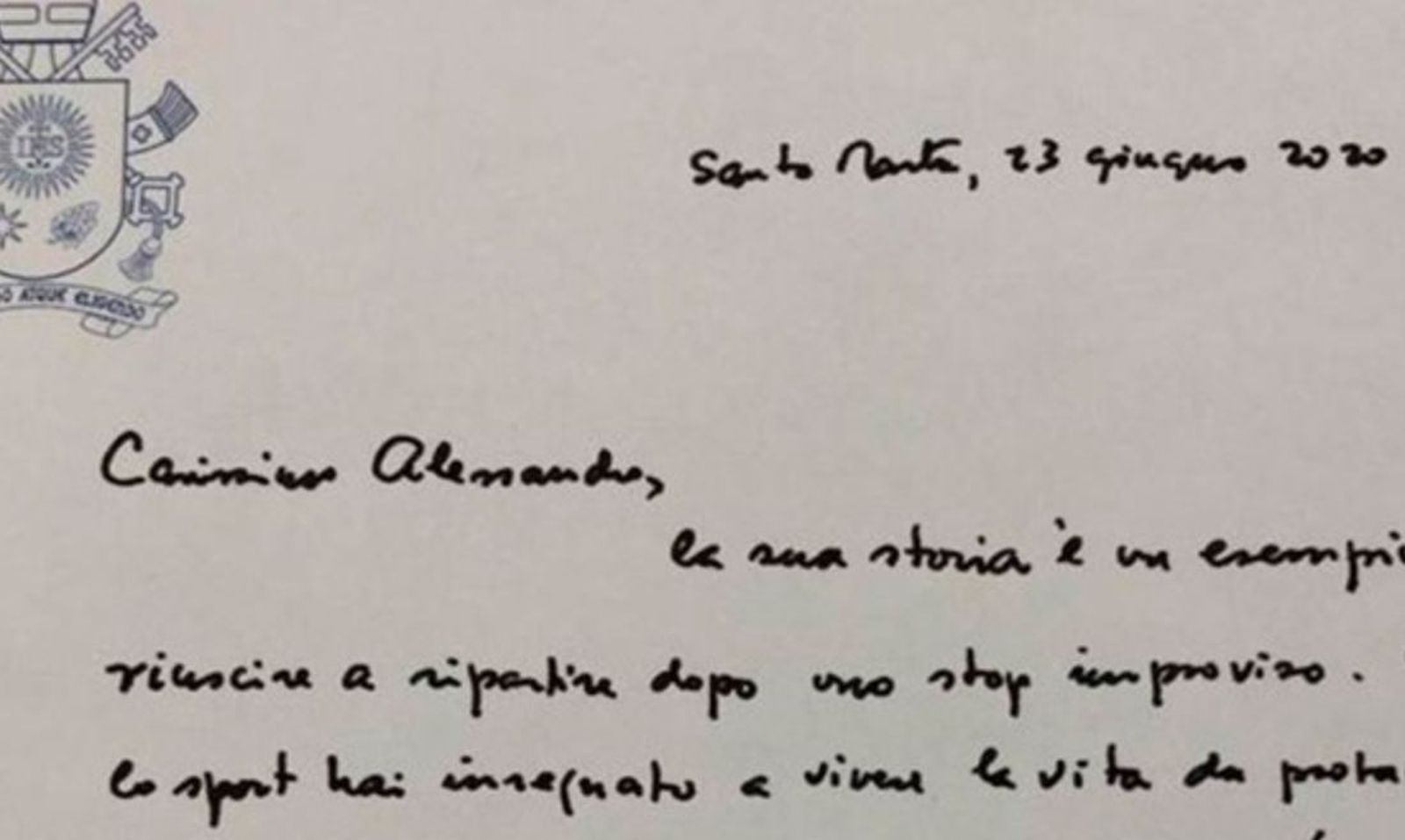 La carta del Papa Francisco a Zanardi