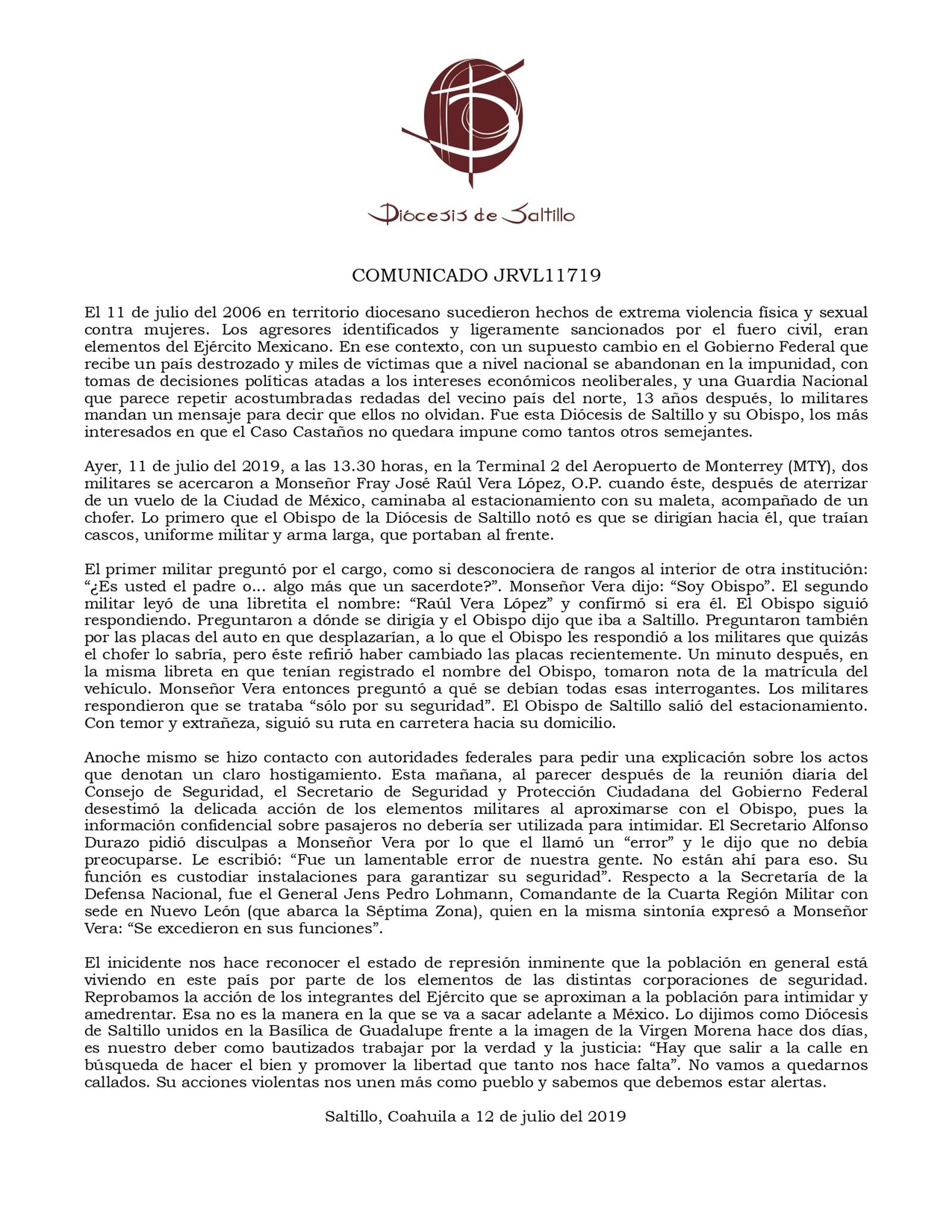 COMUNICADO VERA EJERCITO