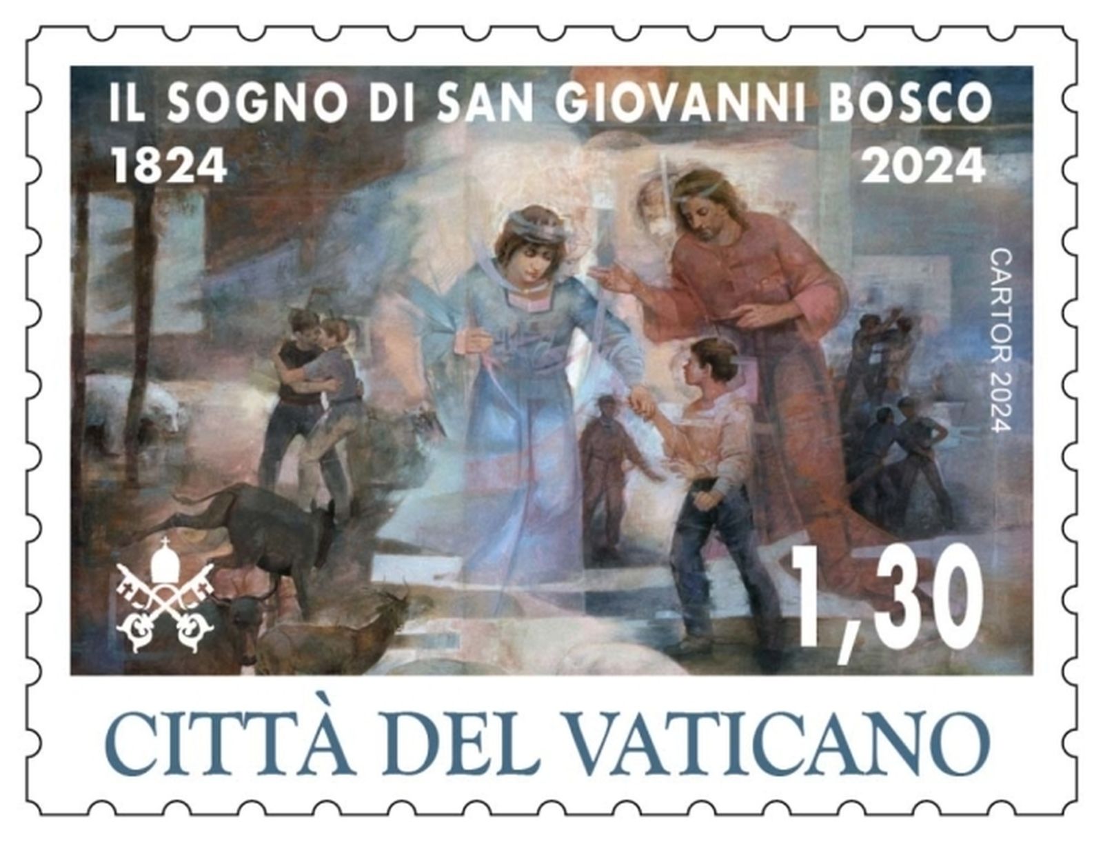 Sello del Vaticano en honor a san Juan Bosco