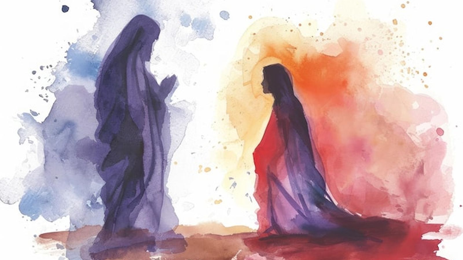 Acuarela del Resucitado con María Magdalena