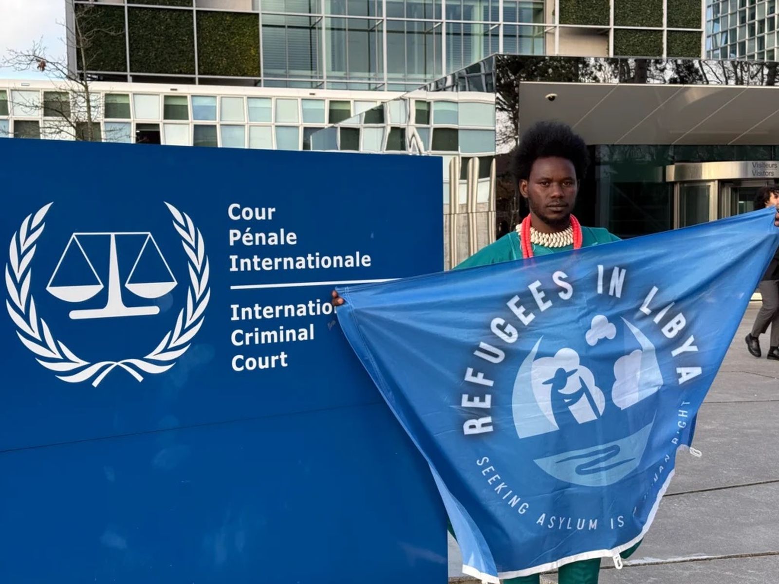 David Yambio, portavoz de Refugees in Libya en la Corte Penal Internacional