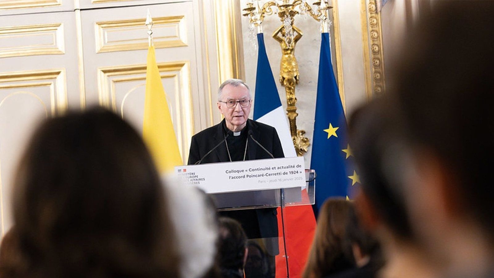 El Cardenal Parolin en el Quai d'Orsay el jueves 16 de enero de 2025. Perís.