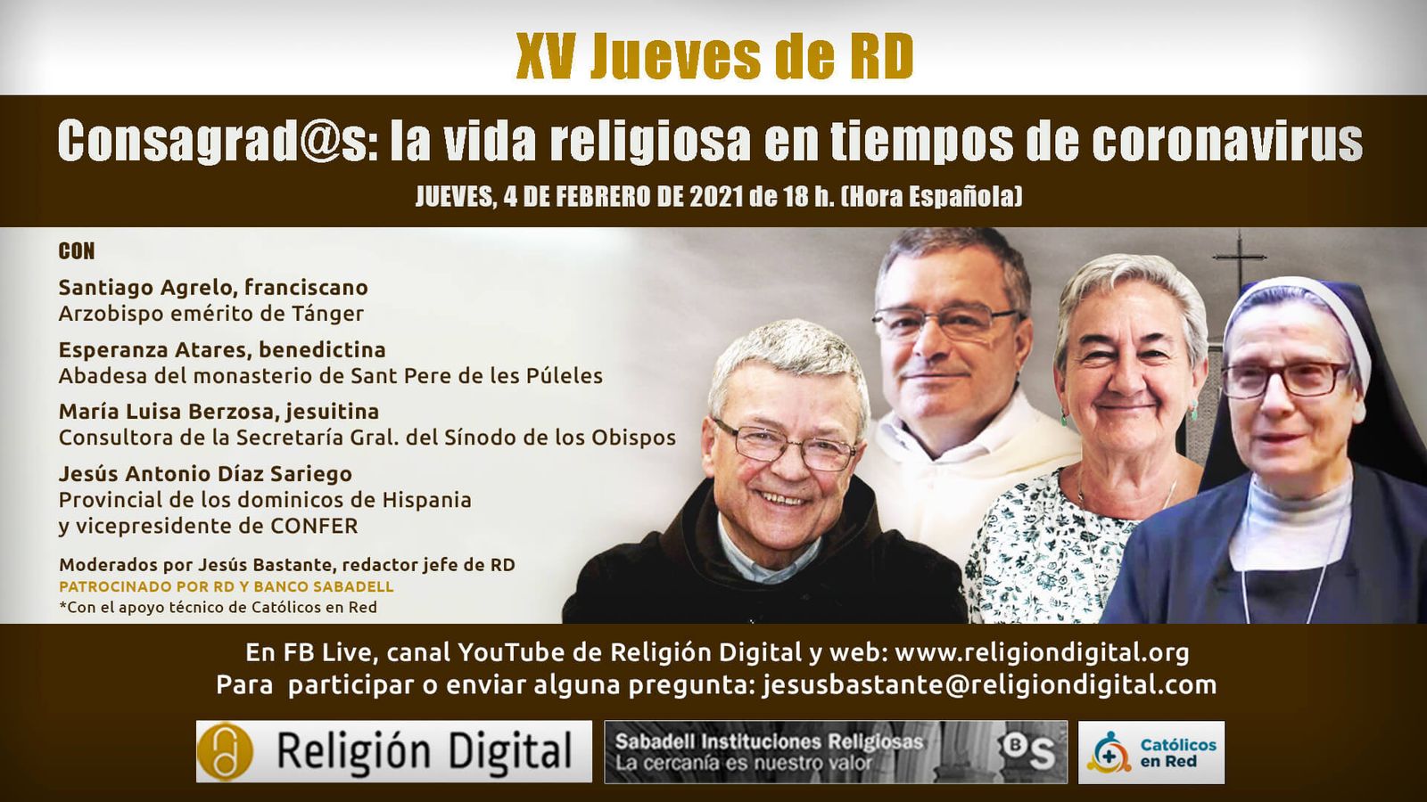 'Consagrad@s: la vida religiosa en tiempos del coronavirus', a debate en los XV Jueves de RD
