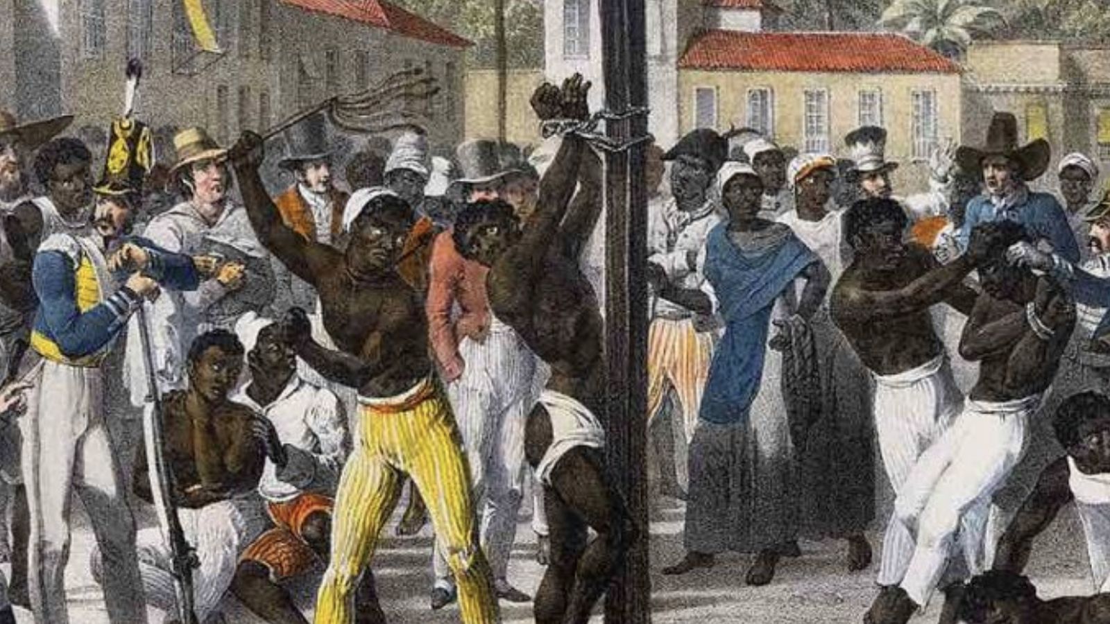 Castigo a esclavos en Brasil en una imagen de la época