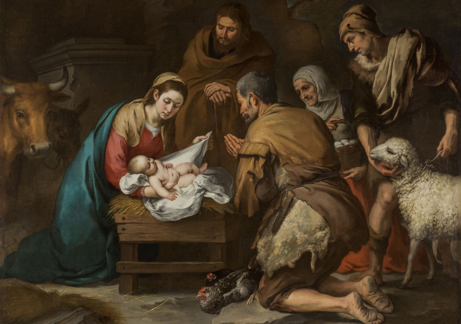 Adoración de los pastores, óleo de Murillo