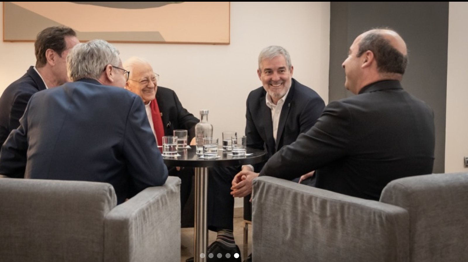 El Padre Ángel con el presidente Clavijo y el obispo de La Laguna