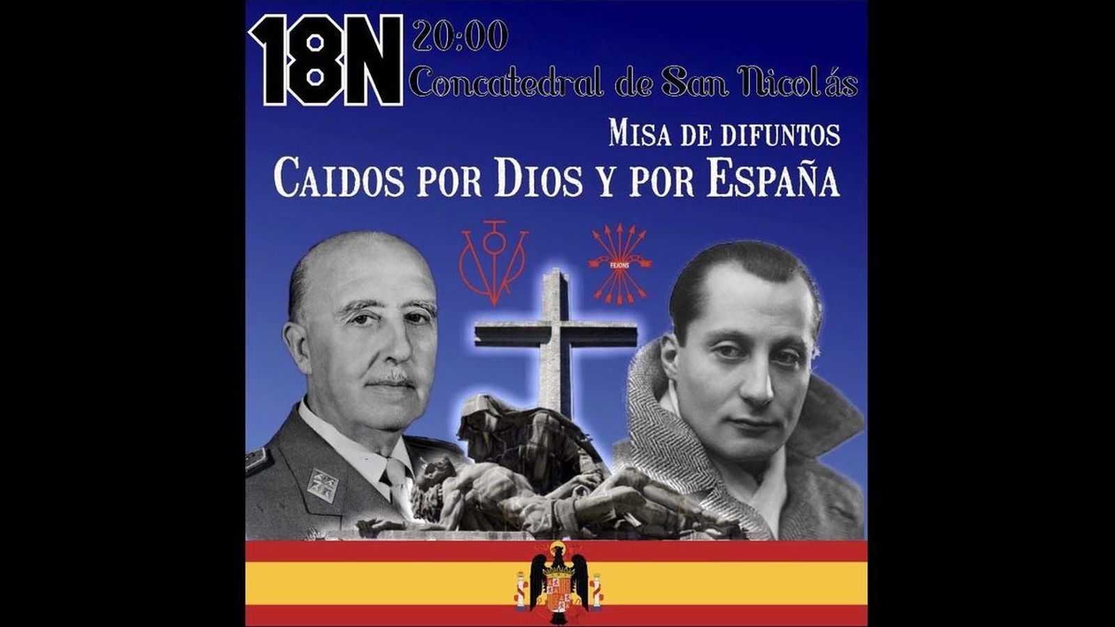 Cancelada una misa "por los caídos" en Alicante que se promocionaba con imágenes de Franco y José Antonio