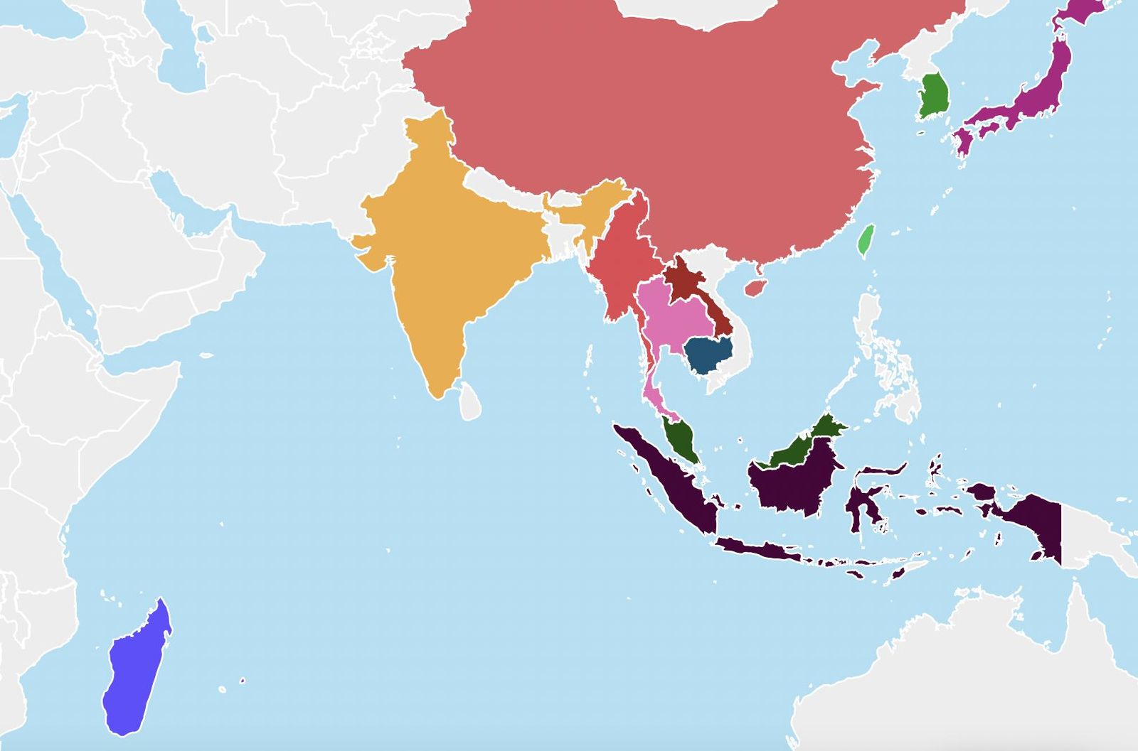 Los países donde se encuentra la Sociedad de Misiones Extranjeras de París