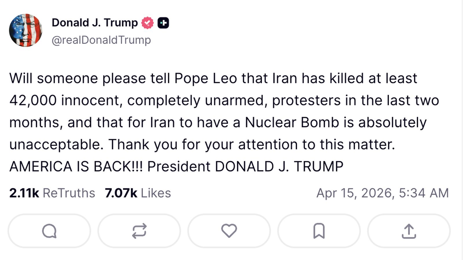 Nueva diatriba de Trump contra el Papa