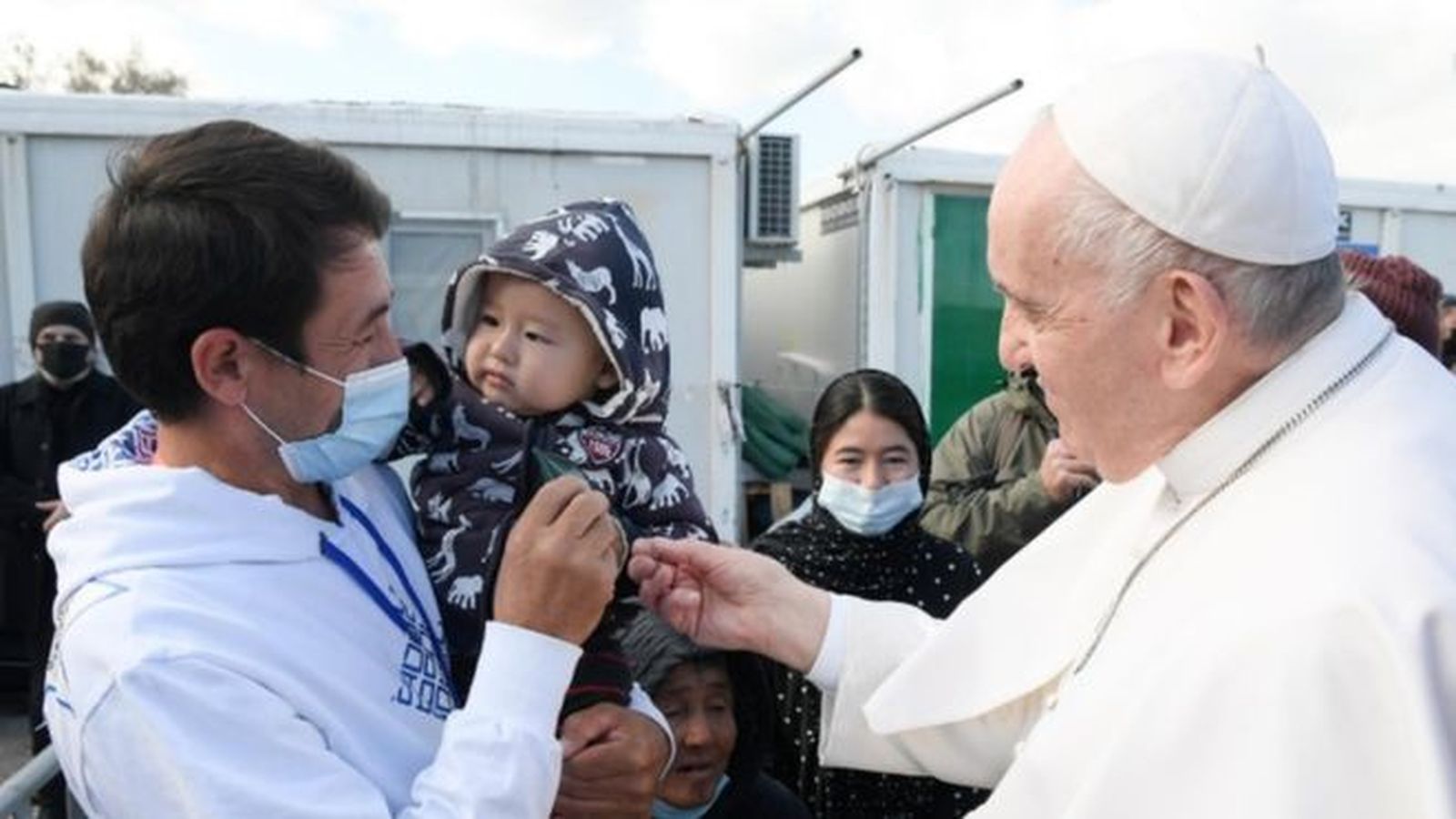 Francisco, con los refugiados de Lesbos