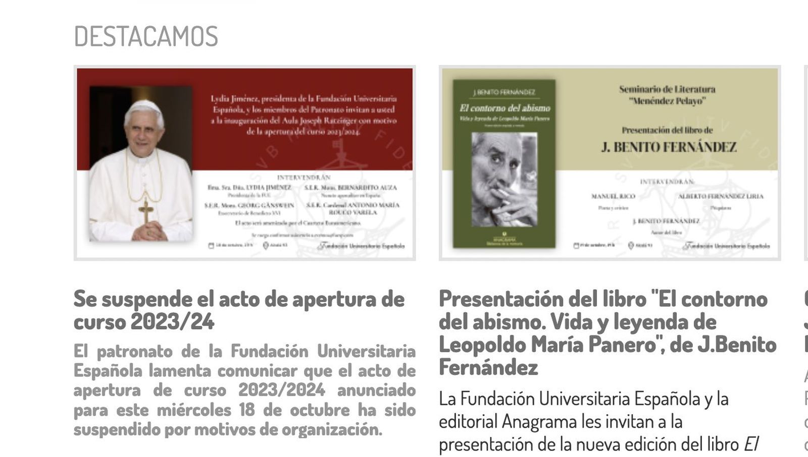 Suspendido el acto con Ganswein