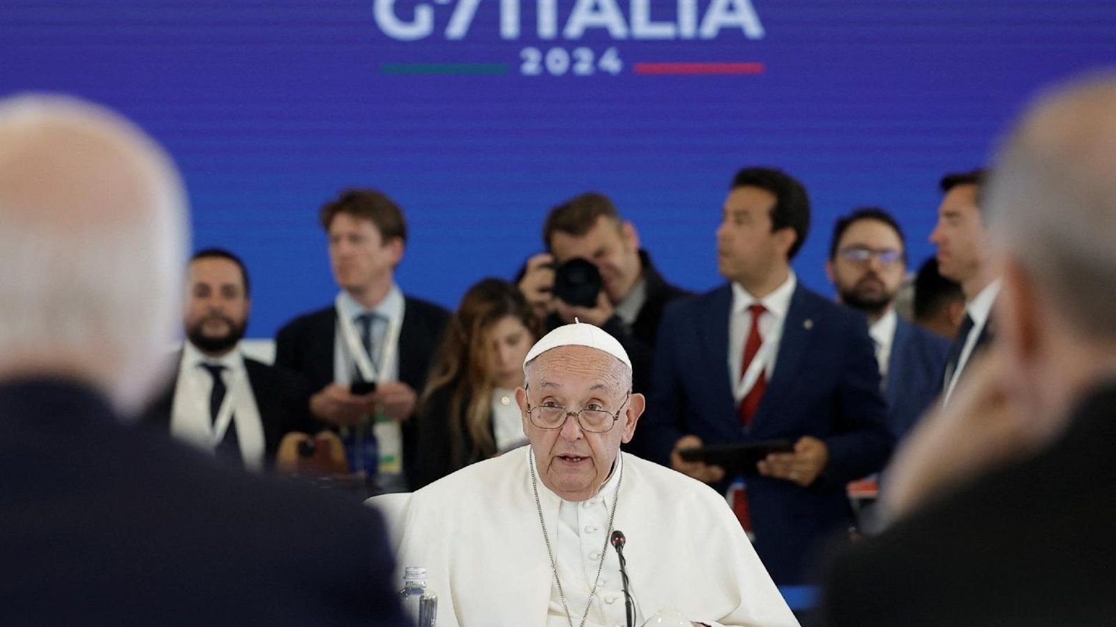 El Papa Francisco durante su discurso en el G7