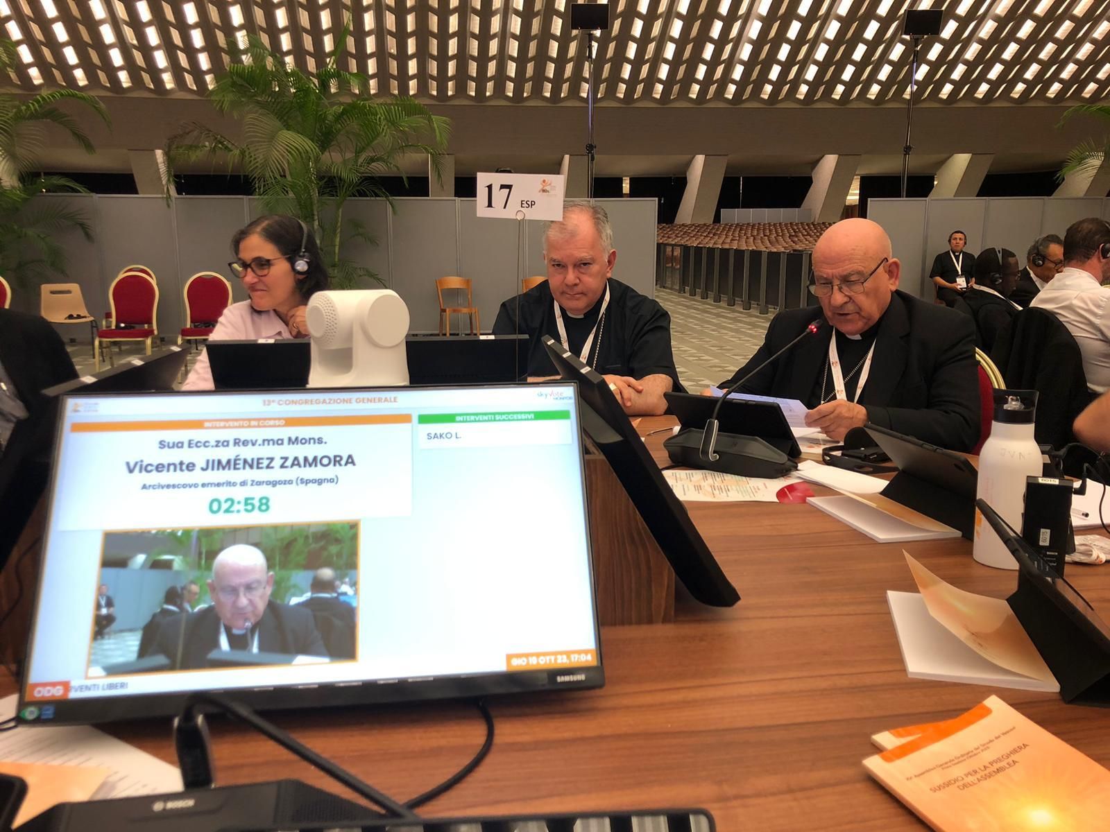 Intervención de Vicente Jiménez en una de las sesiones del Sínodo de la Sinodalidad