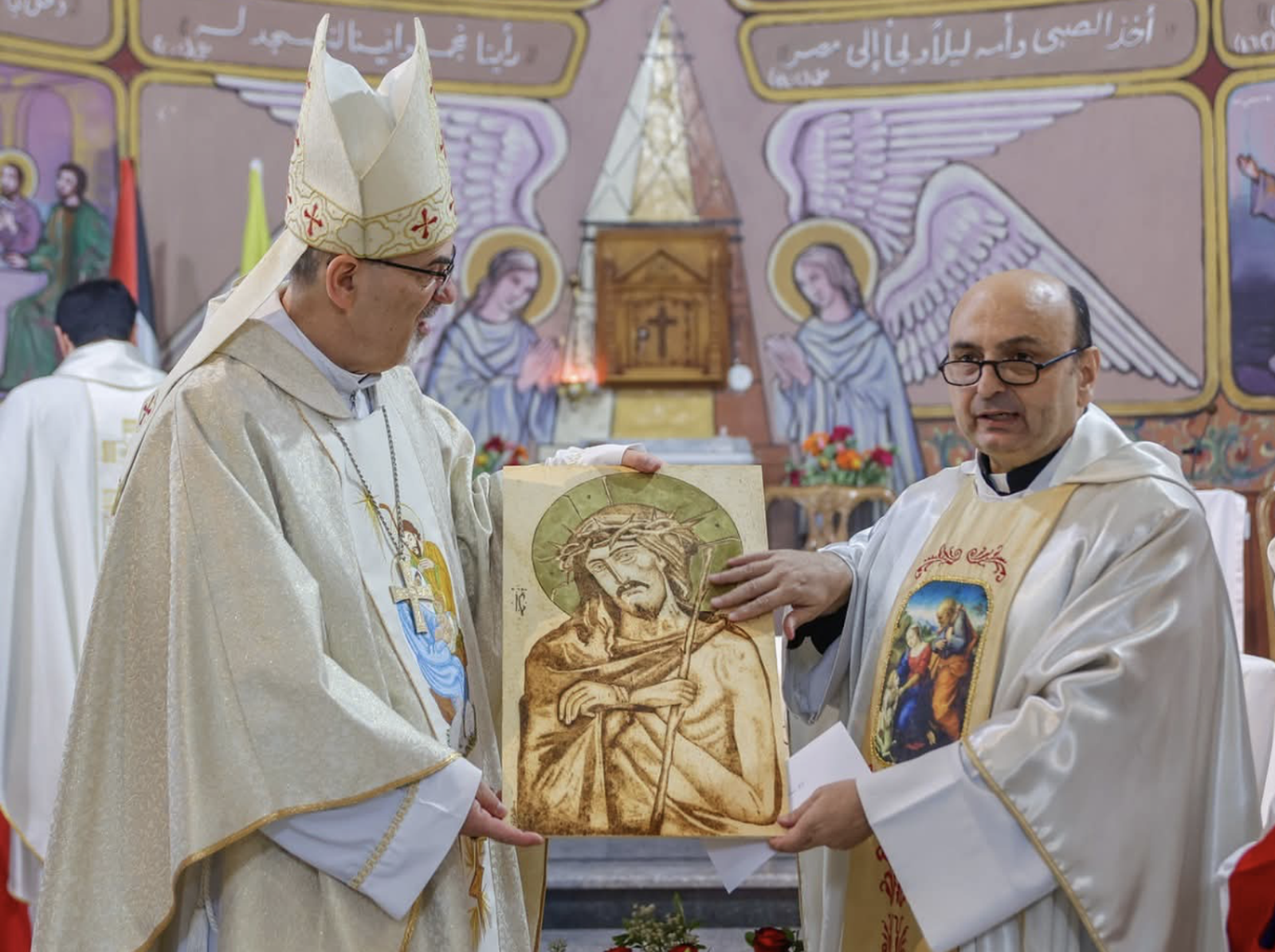 Con Pizzaballa, en la parroquia de Gaza