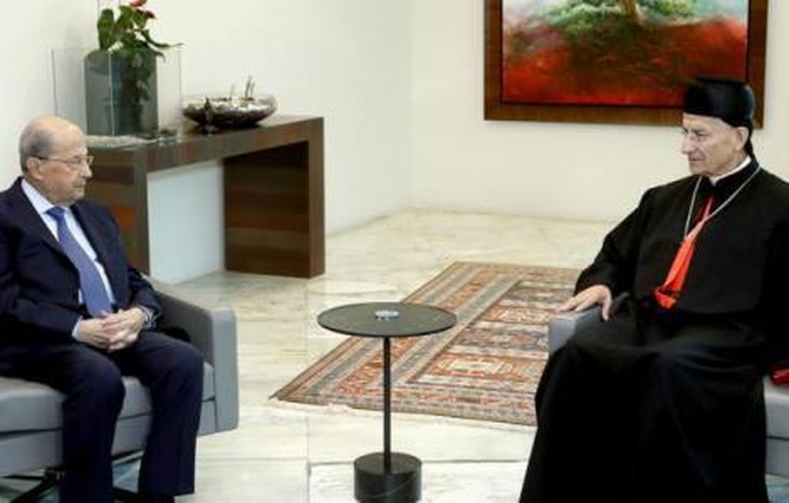 El Patriarca maronita Béchara Boutros Raï y el Presidente libanés, Michel Aoun