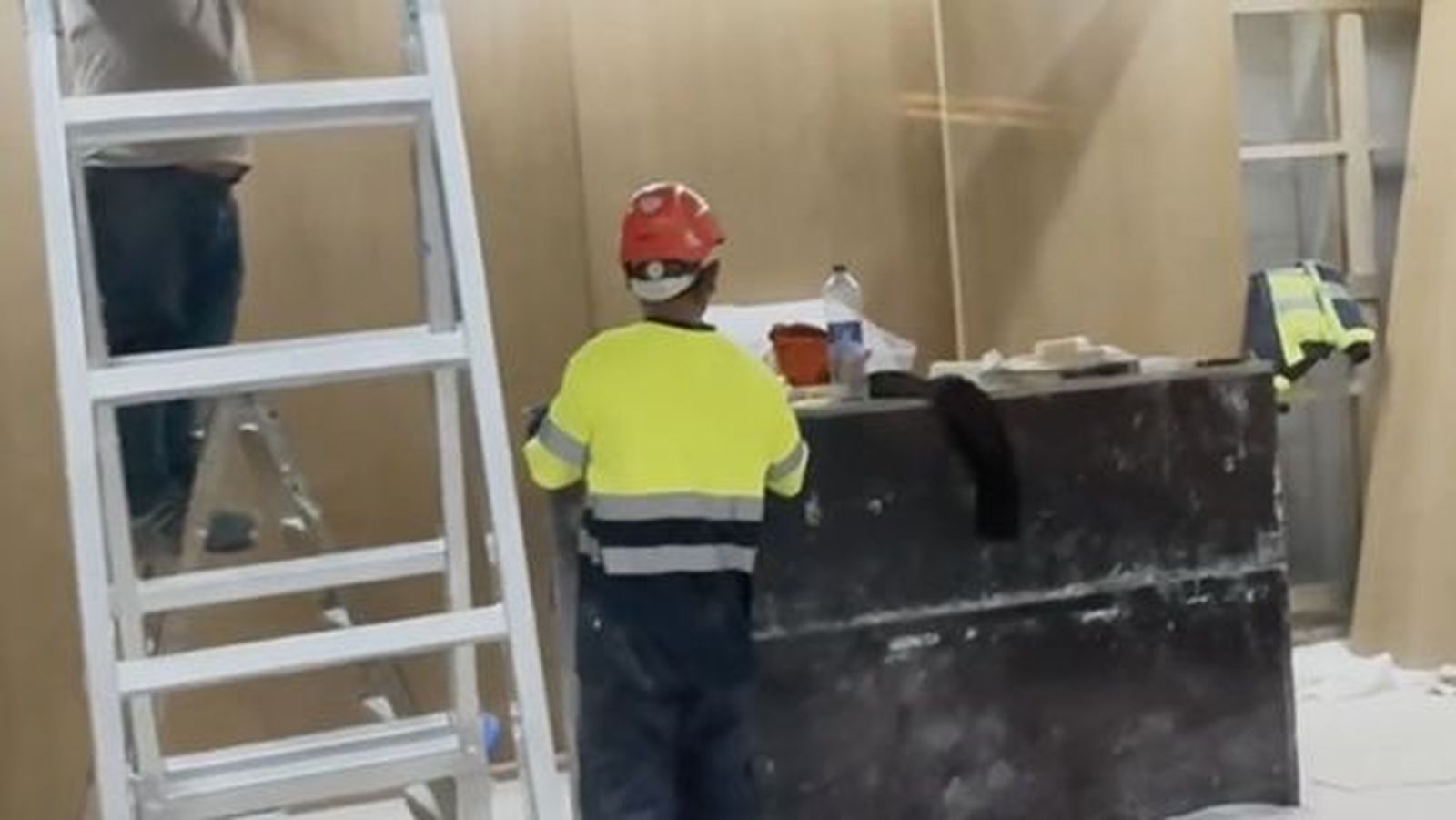 Obras en la capilla del Camp Nou