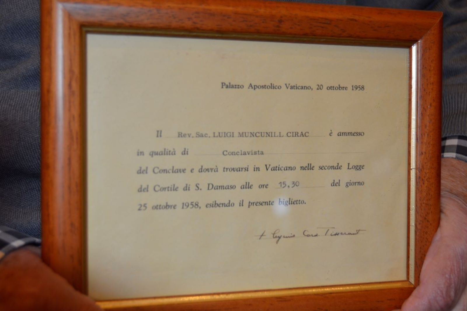 Decreto que nombra a Lluís Maria Moncunill 'conclavista'