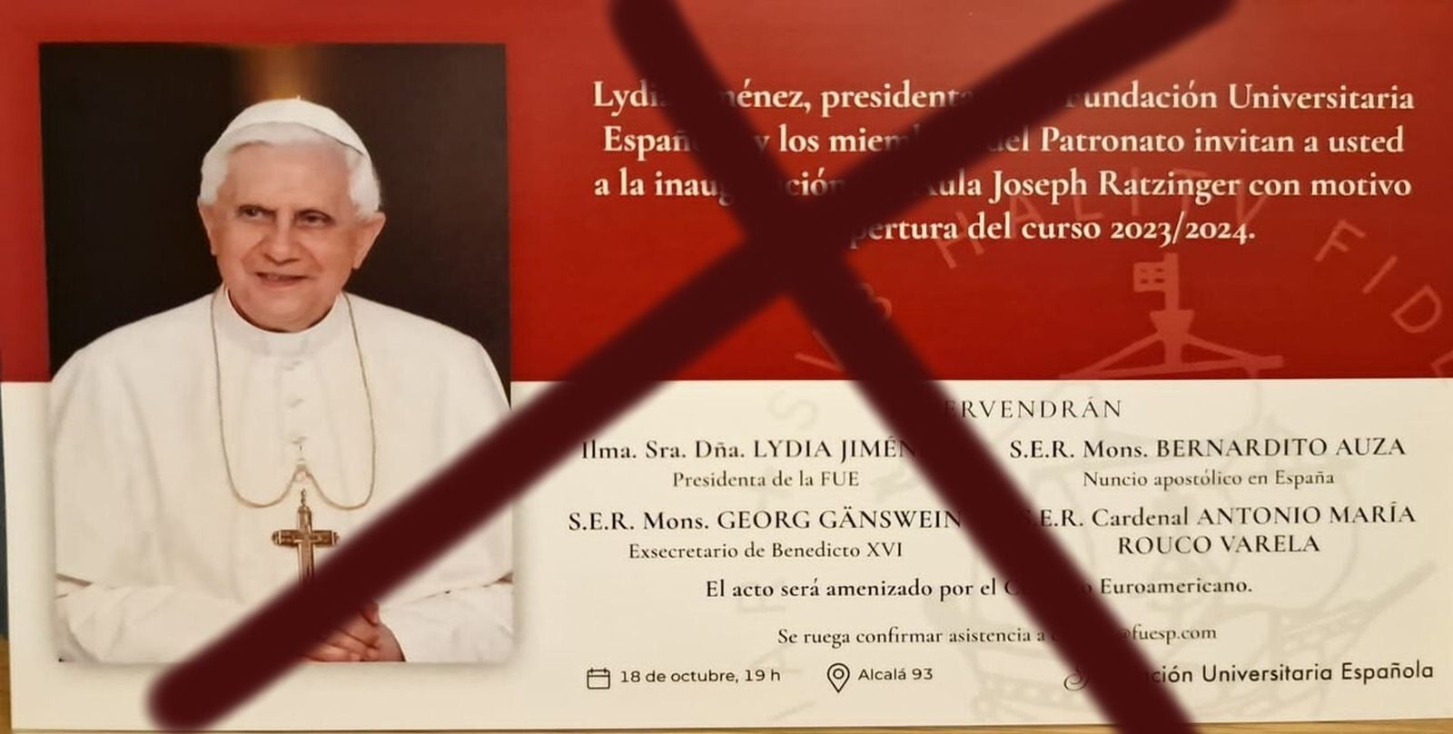 El acto de Ganswein, cancelado