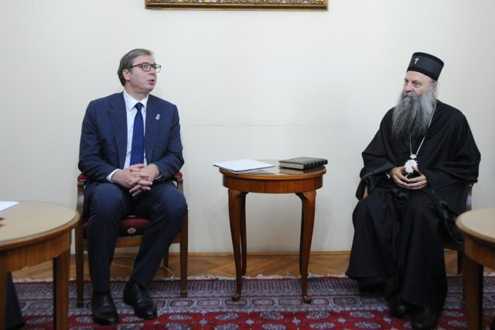 Porfirije, con el presidente de Serbia, hoy