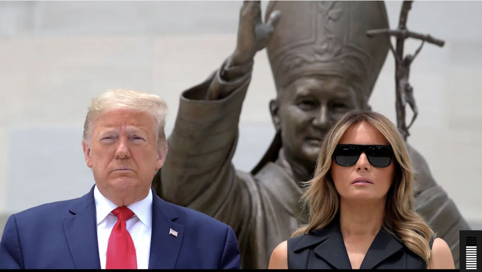 Trump, en 2020, en el Santuario Nacional Juan Pablo II en Washington