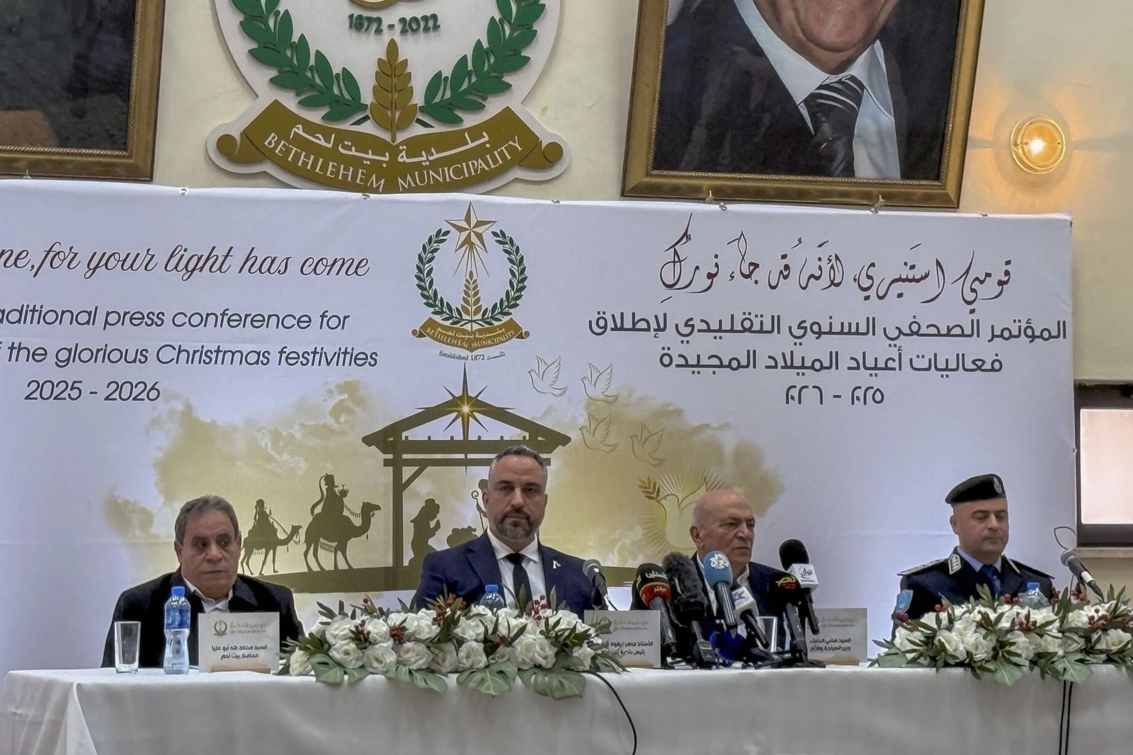 Rueda de prensa del alcalde de Belén, Maher Nicola Canawati