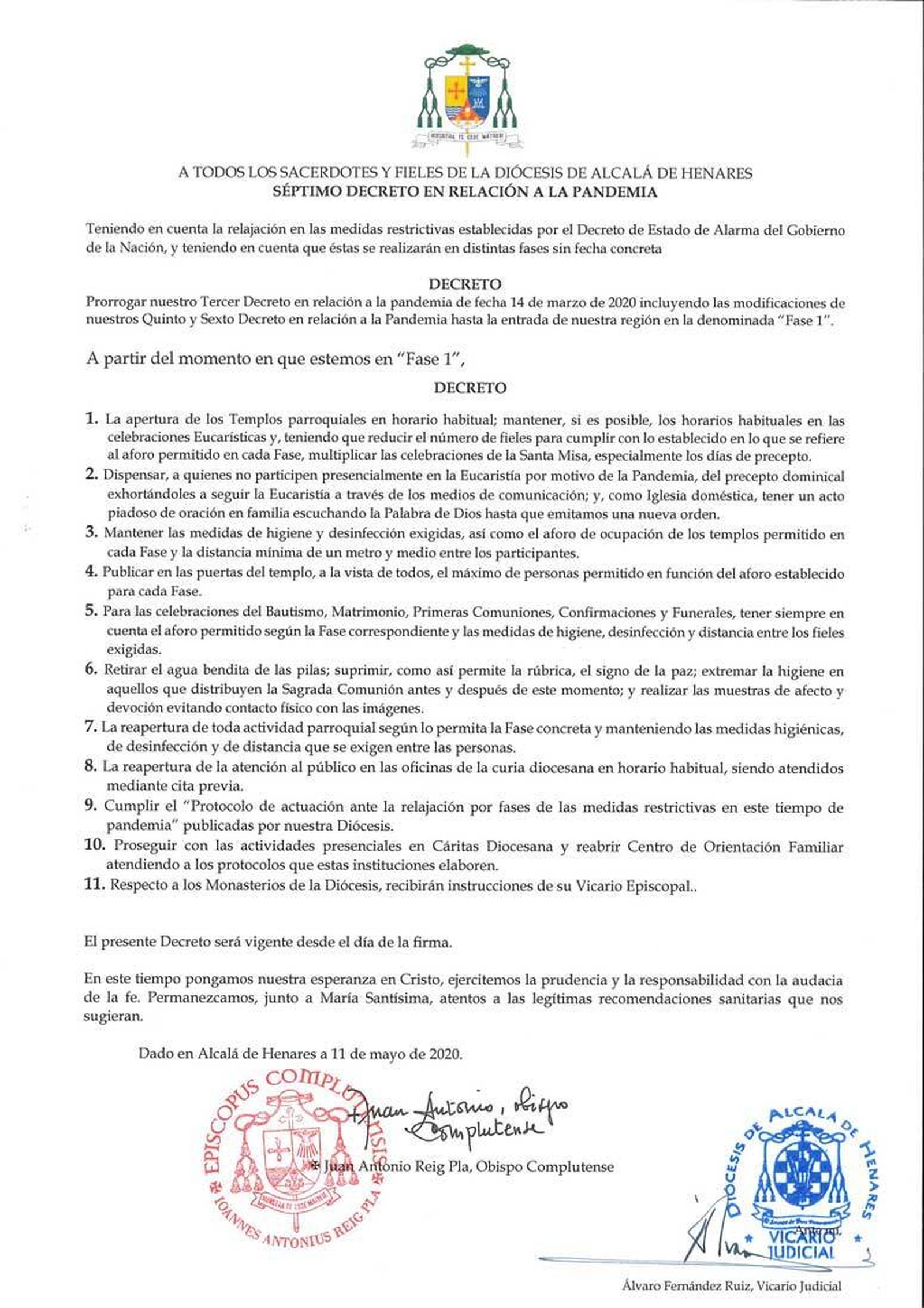 Séptimo decreto de Juan Antonio Reig