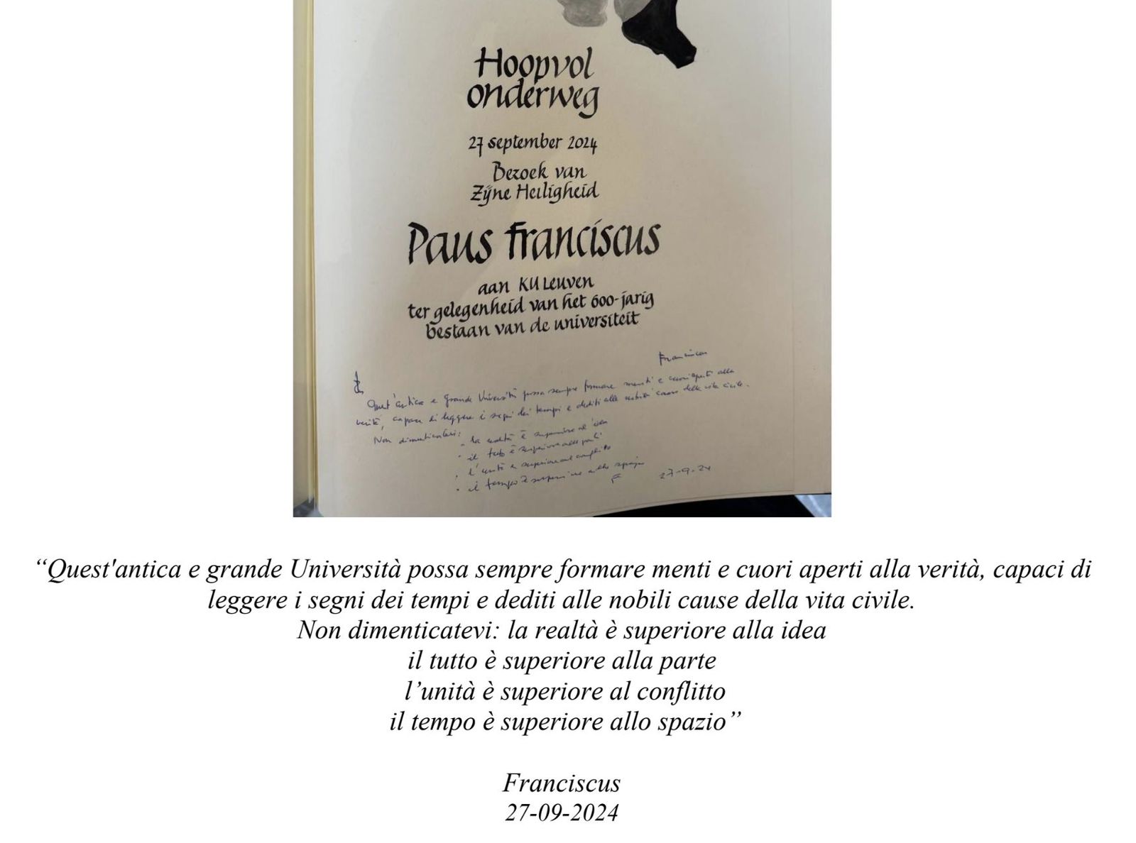 Dedicatoria del Papa