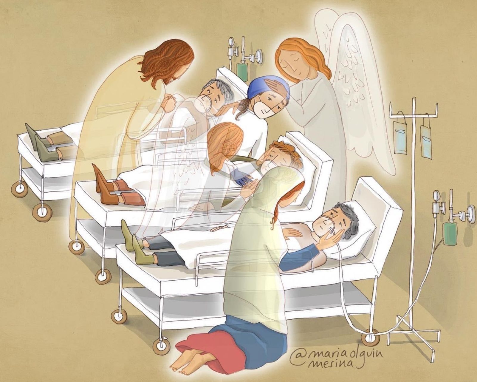 Jesús, virgen y ángeles, en el hospital