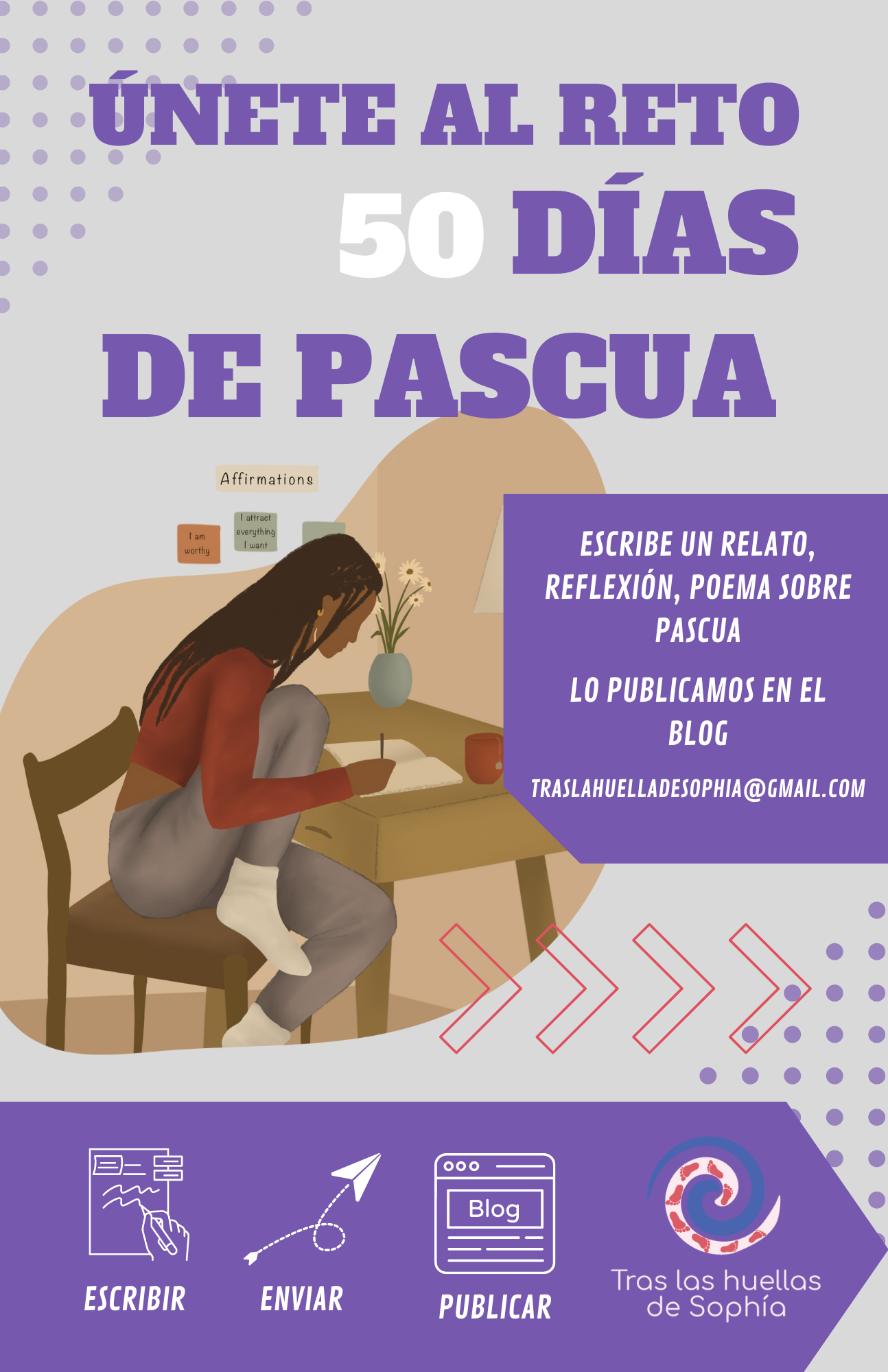 Flyer reto de gimnasio moderno morado y negro